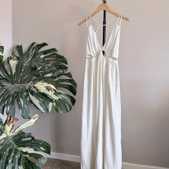 Anthropologie Gauzy Cutout Cover-Up Maxi Dress Off White Size XS Swim Beach - Picture 2 of 7